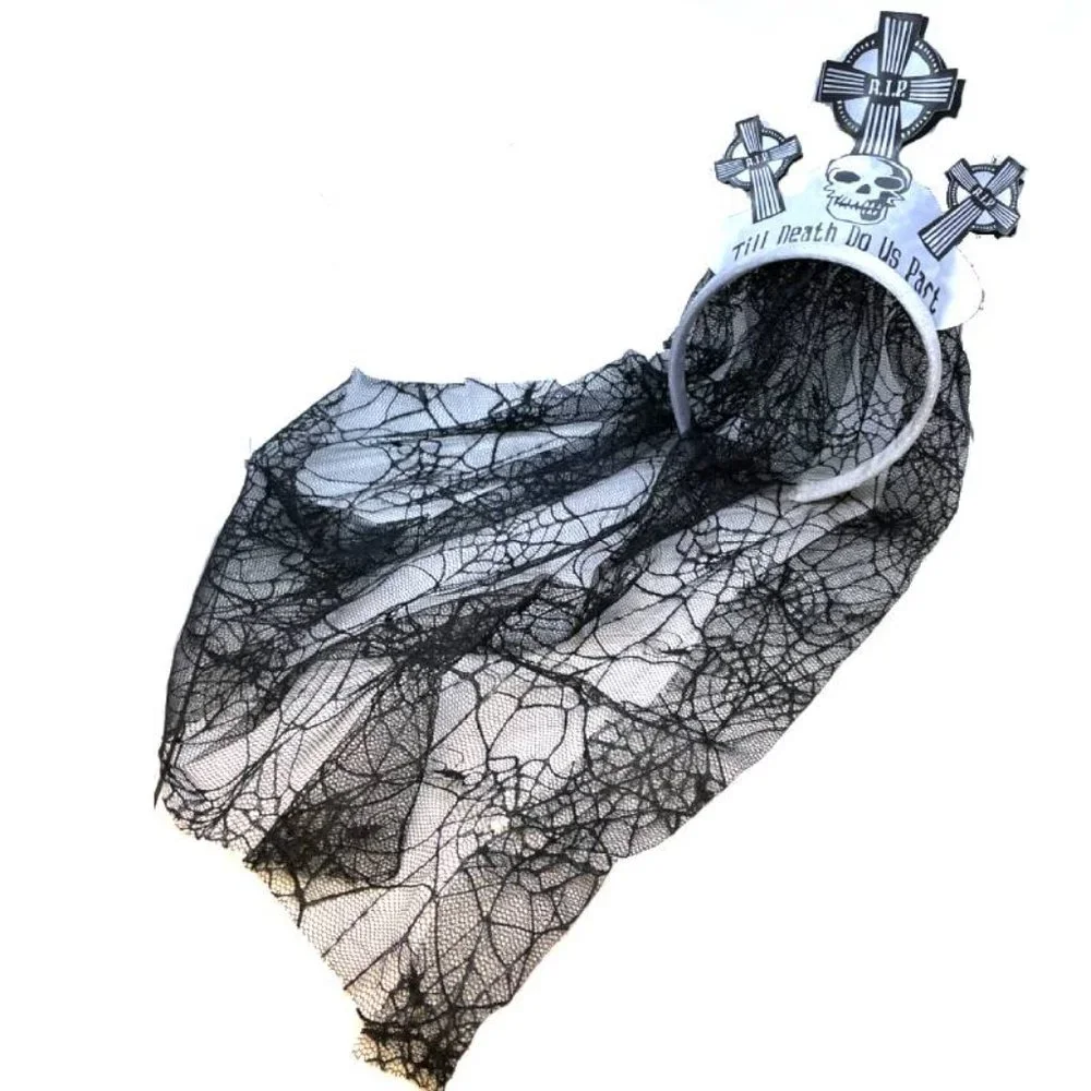 Death Bride Headband Tiara with Veil